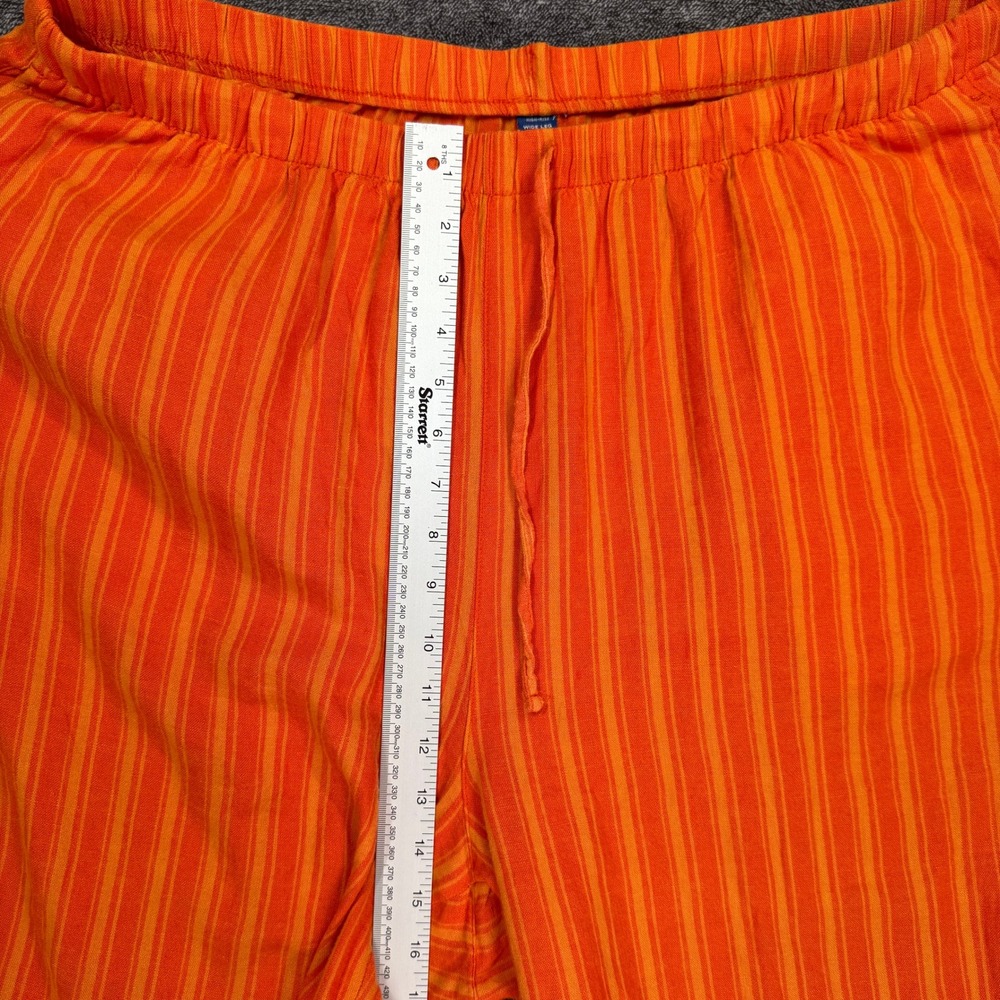 Old Navy Wide Leg Linen Pants Womens XL Blend Striped Orange Yellow Comfort - Picture 6 of 8